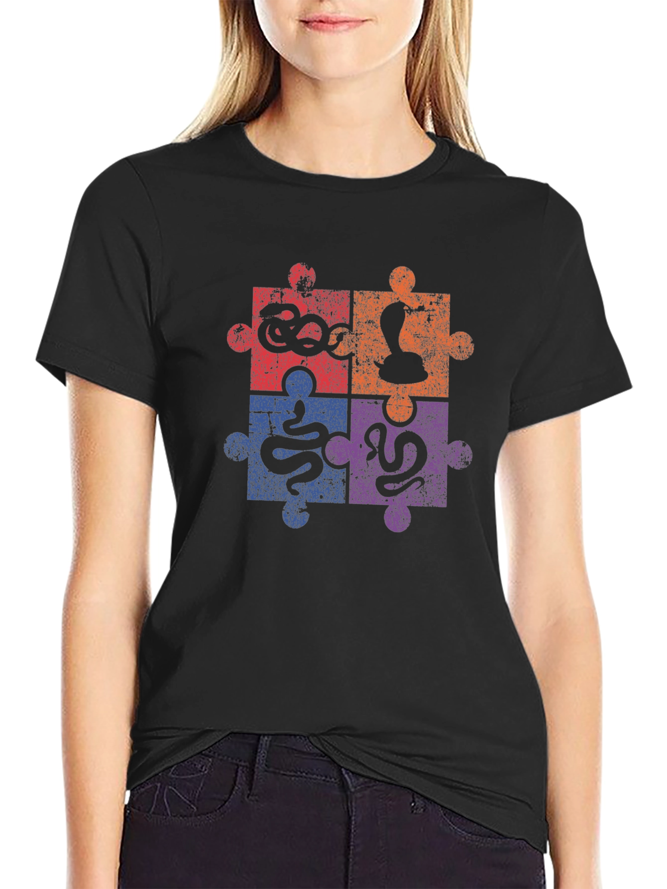 Puzzle Snakes Graphic Tee - Unique Reptile Design