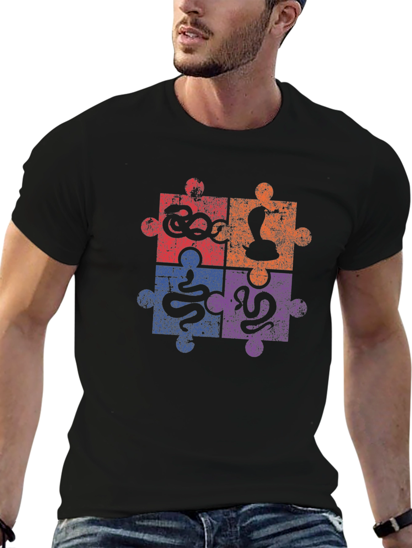 Puzzle Snakes Graphic Tee - Unique Reptile Design