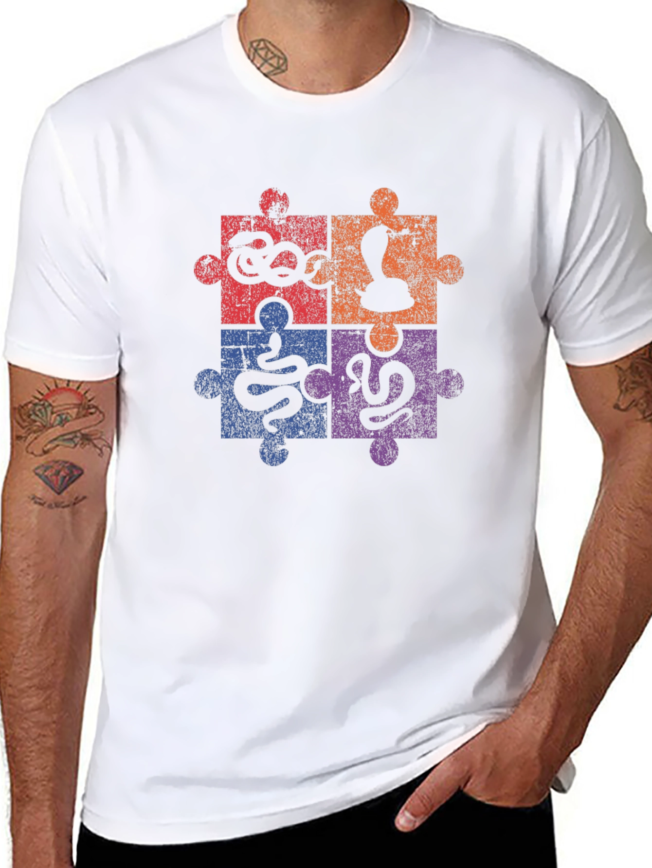 Puzzle Snakes Graphic Tee - Unique Reptile Design
