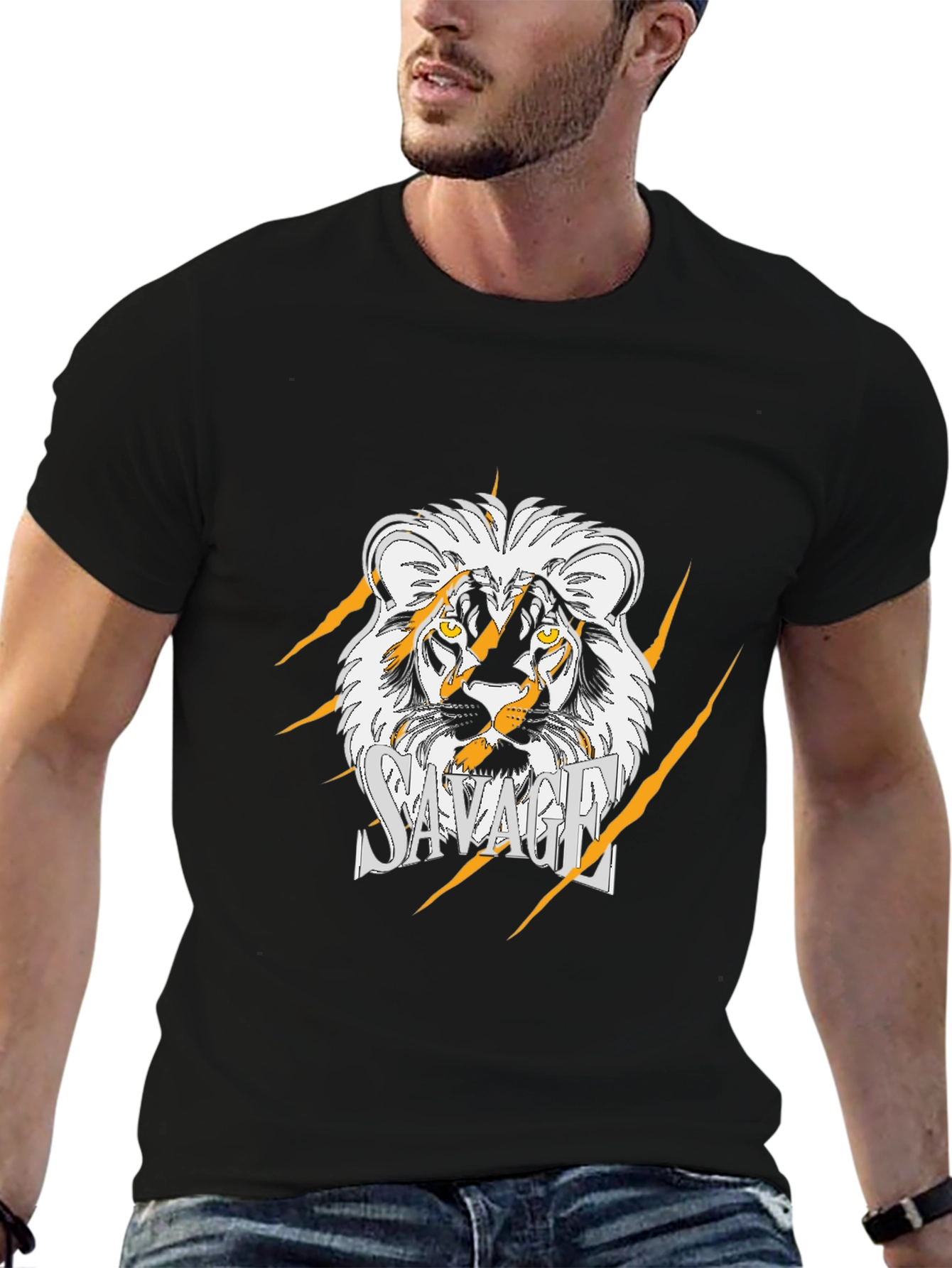 Savage Lion Graphic Black T-Shirt