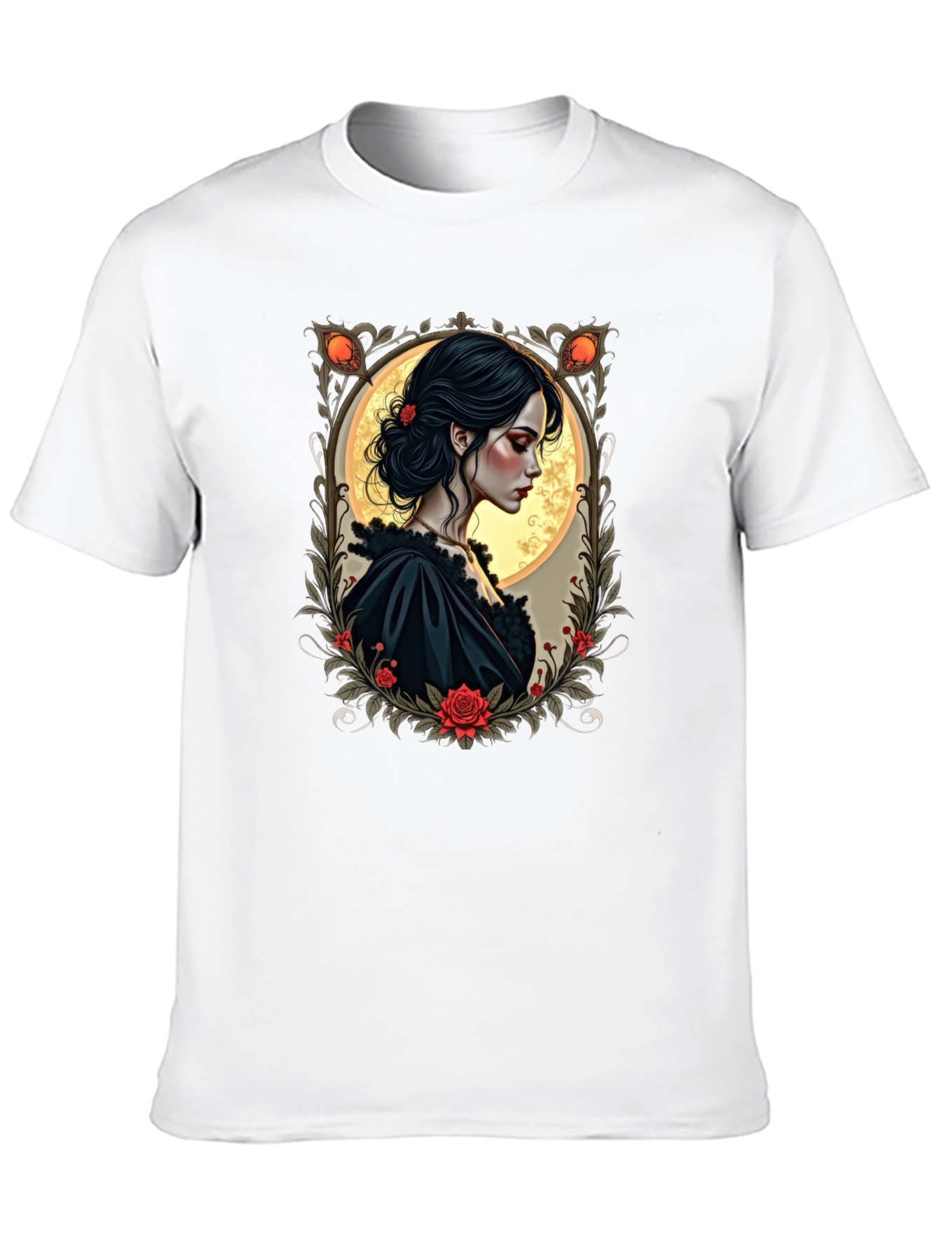 Gothic Romance T-Shirt - Floral Portrait Tee