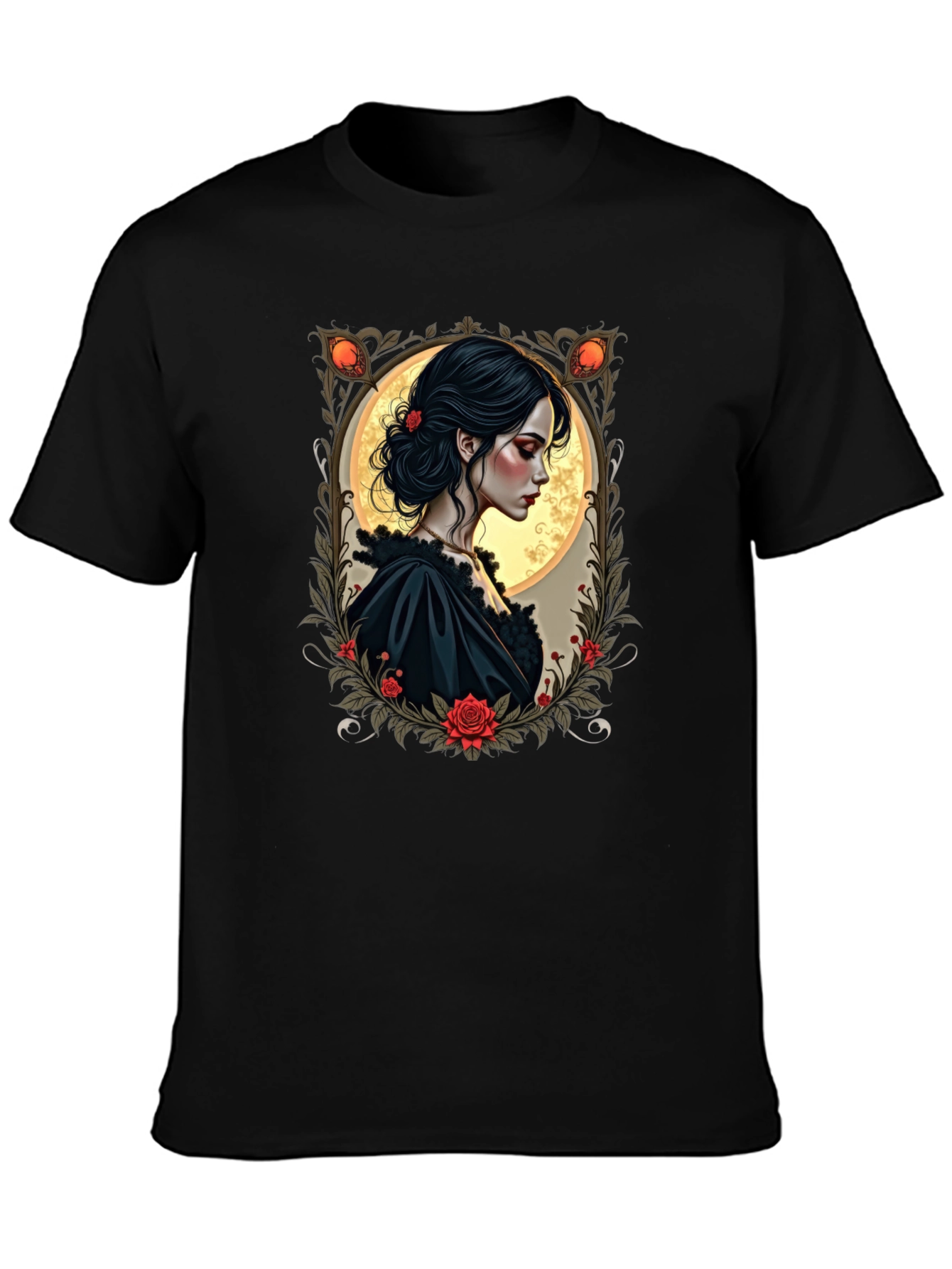 Gothic Romance T-Shirt - Floral Portrait Tee