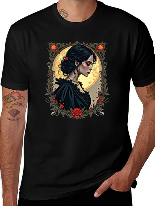 Gothic Romance T-Shirt - Floral Portrait Tee