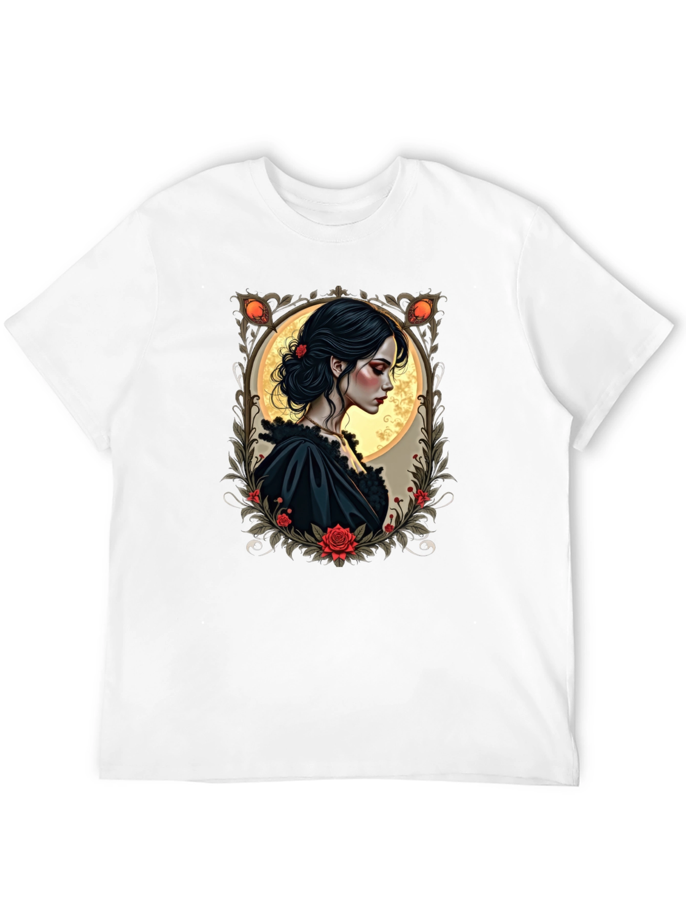 Gothic Romance T-Shirt - Floral Portrait Tee