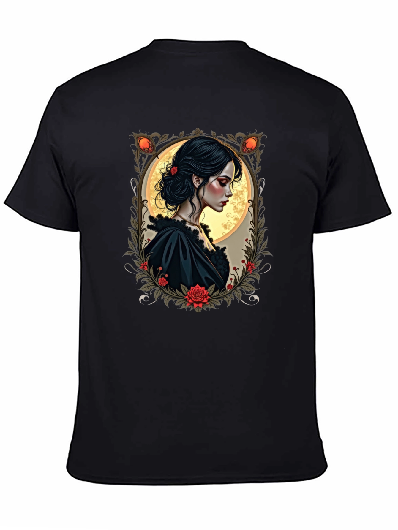 Gothic Romance T-Shirt - Floral Portrait Tee