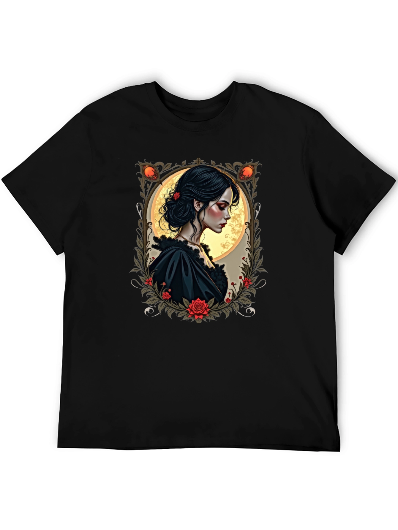 Gothic Romance T-Shirt - Floral Portrait Tee