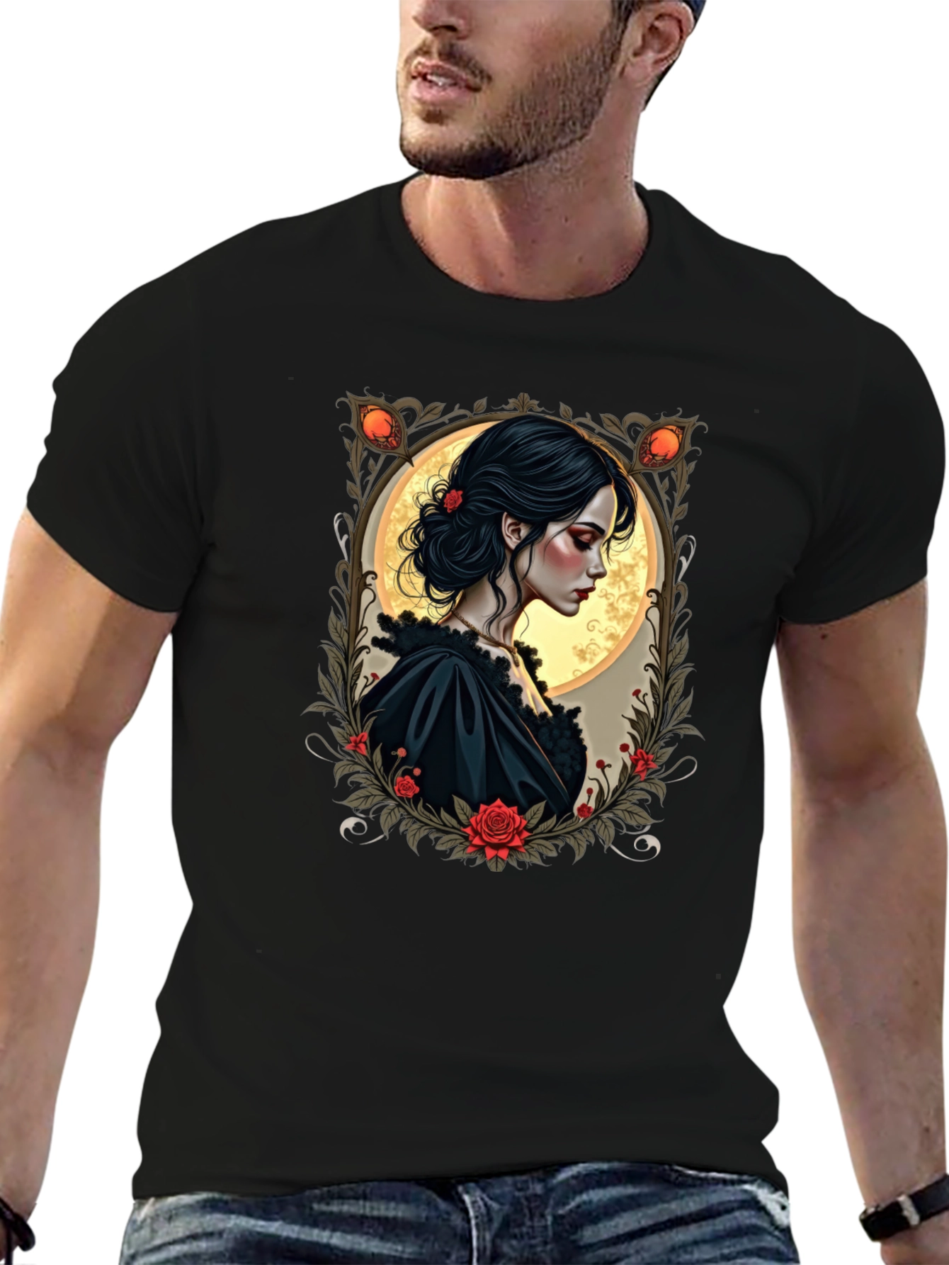 Gothic Romance T-Shirt - Floral Portrait Tee