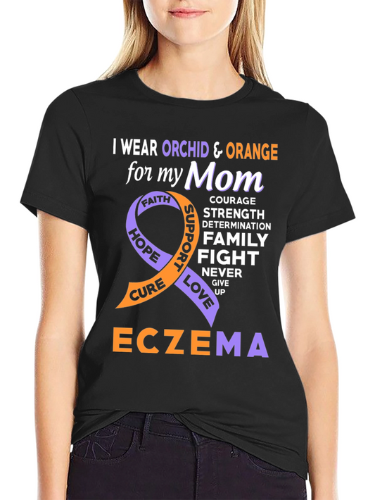 Eczema Awareness T-Shirt - Orchid & Orange Ribbon