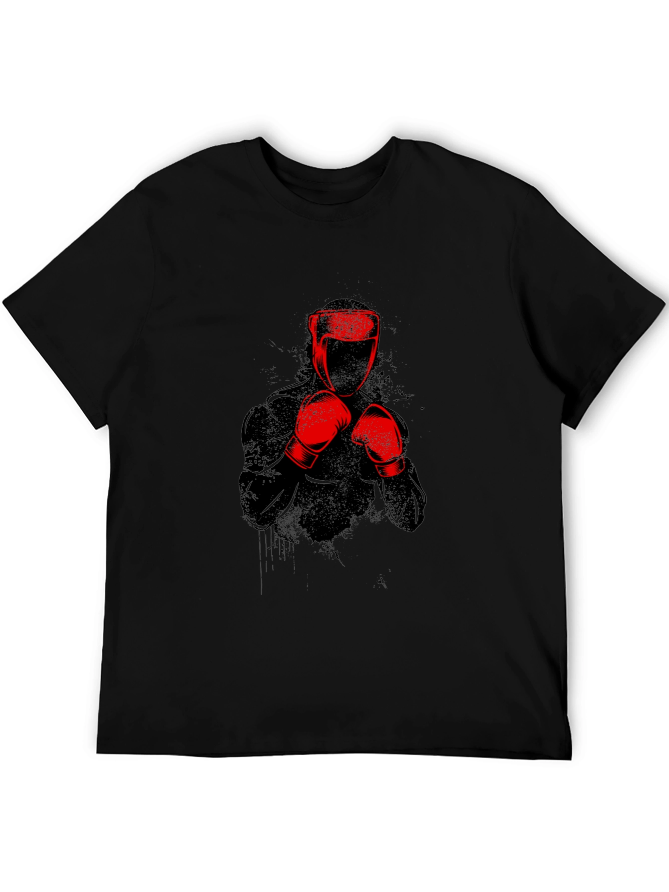 Black T-Shirt with Red Boxing Graphic