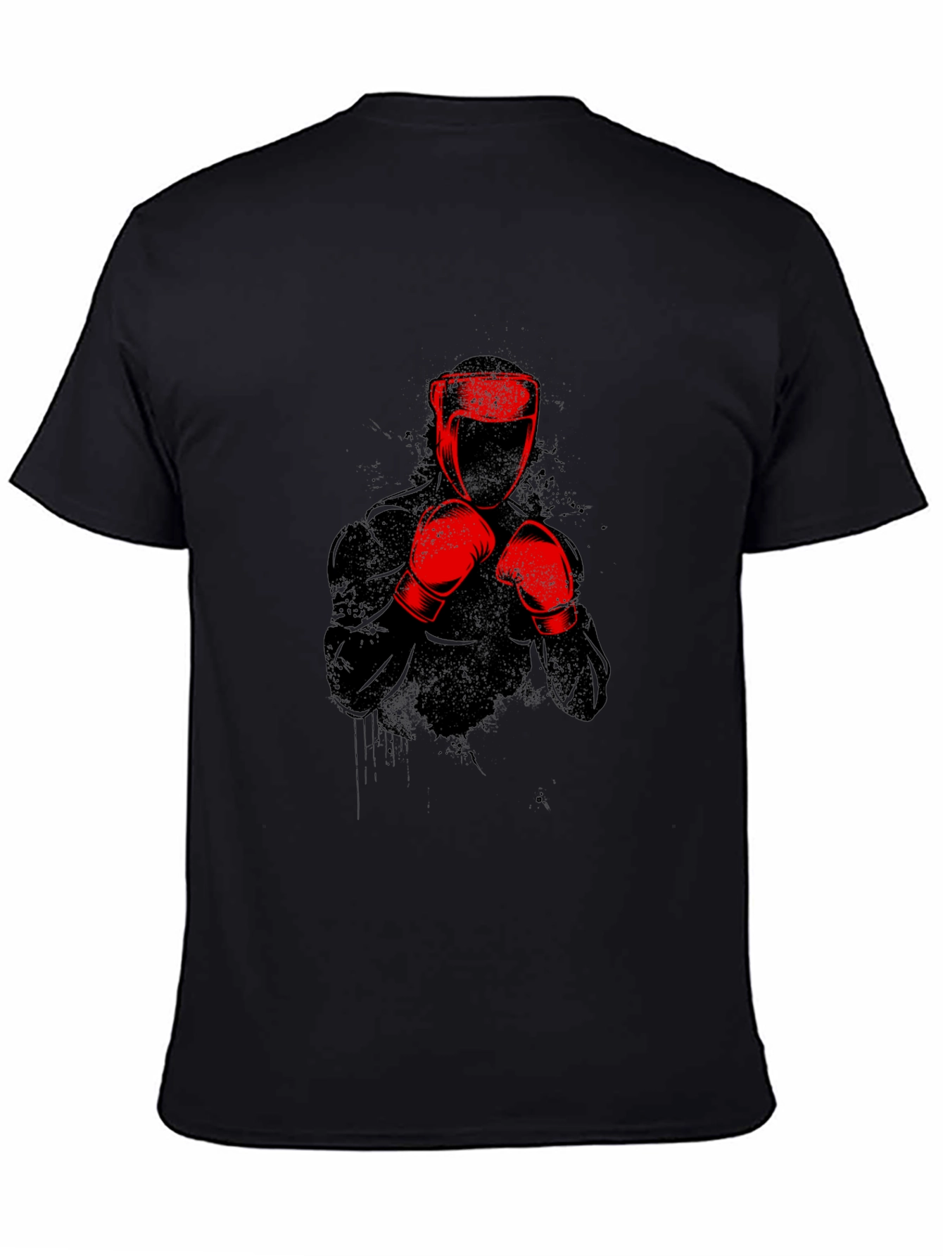 Black T-Shirt with Red Boxing Graphic