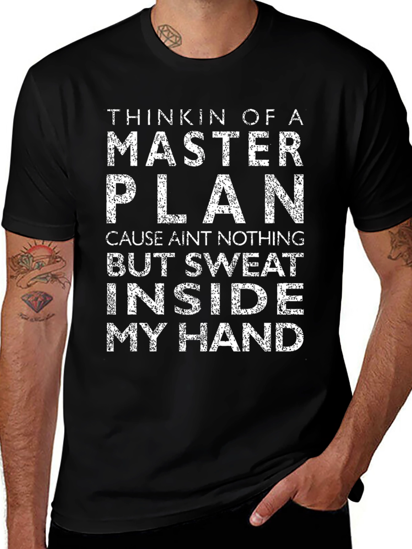 Master Plan Graphic Tee - Black Cotton Casual T-Shirt