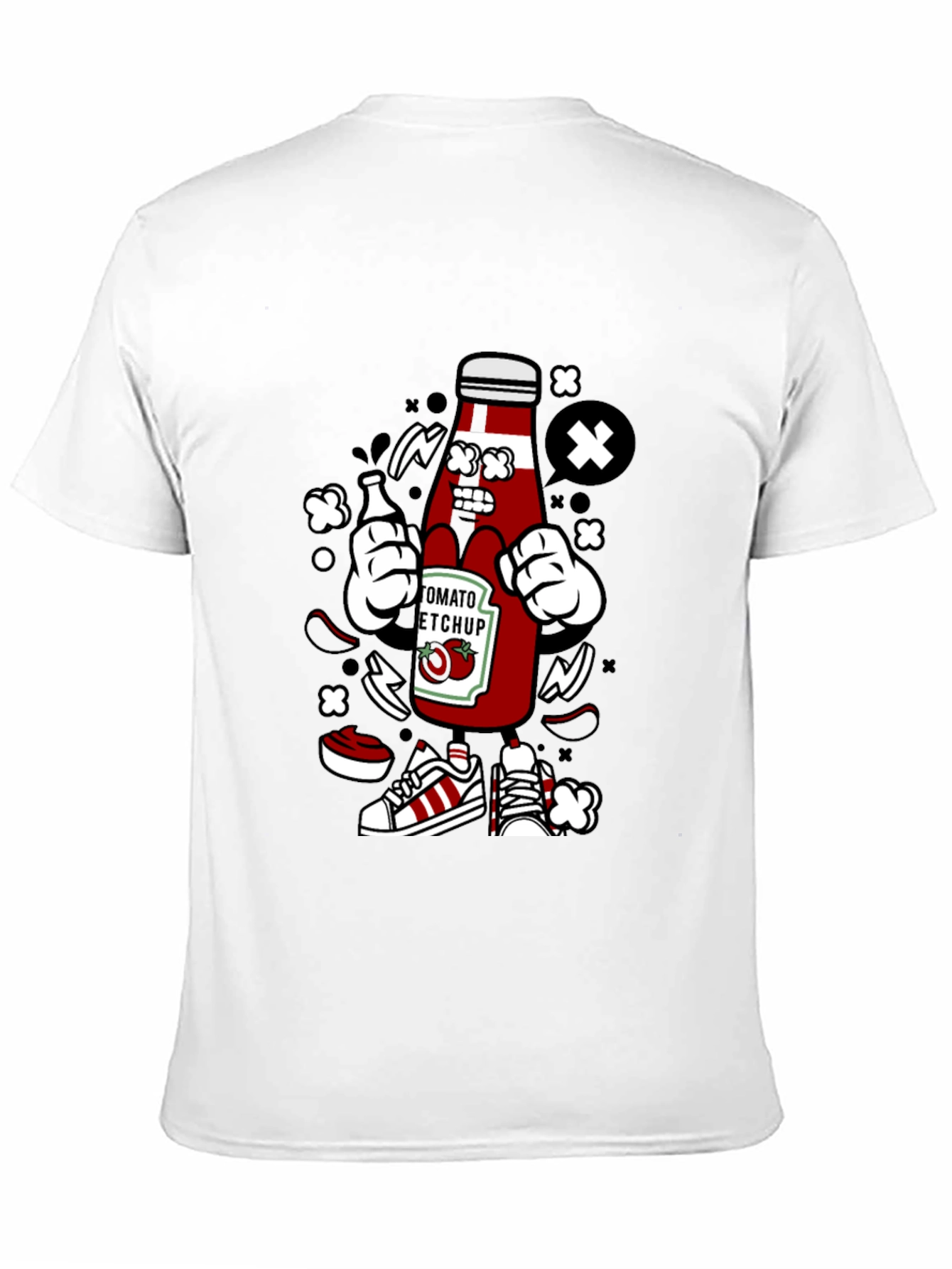 Ketchup Cartoon Graphic Black T-Shirt