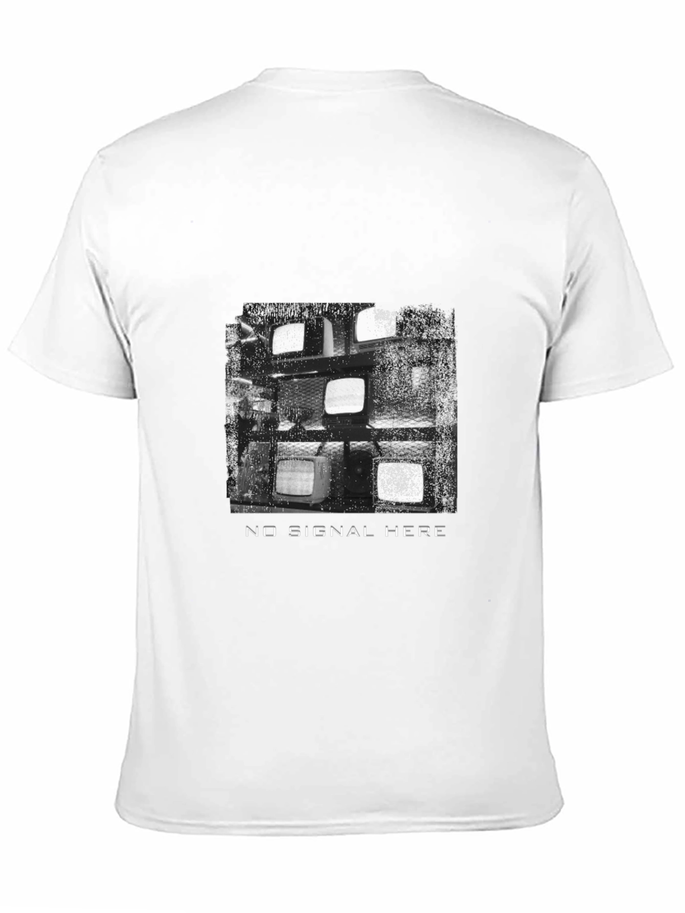 Retro TV Static Black T-Shirt - No Signal Here