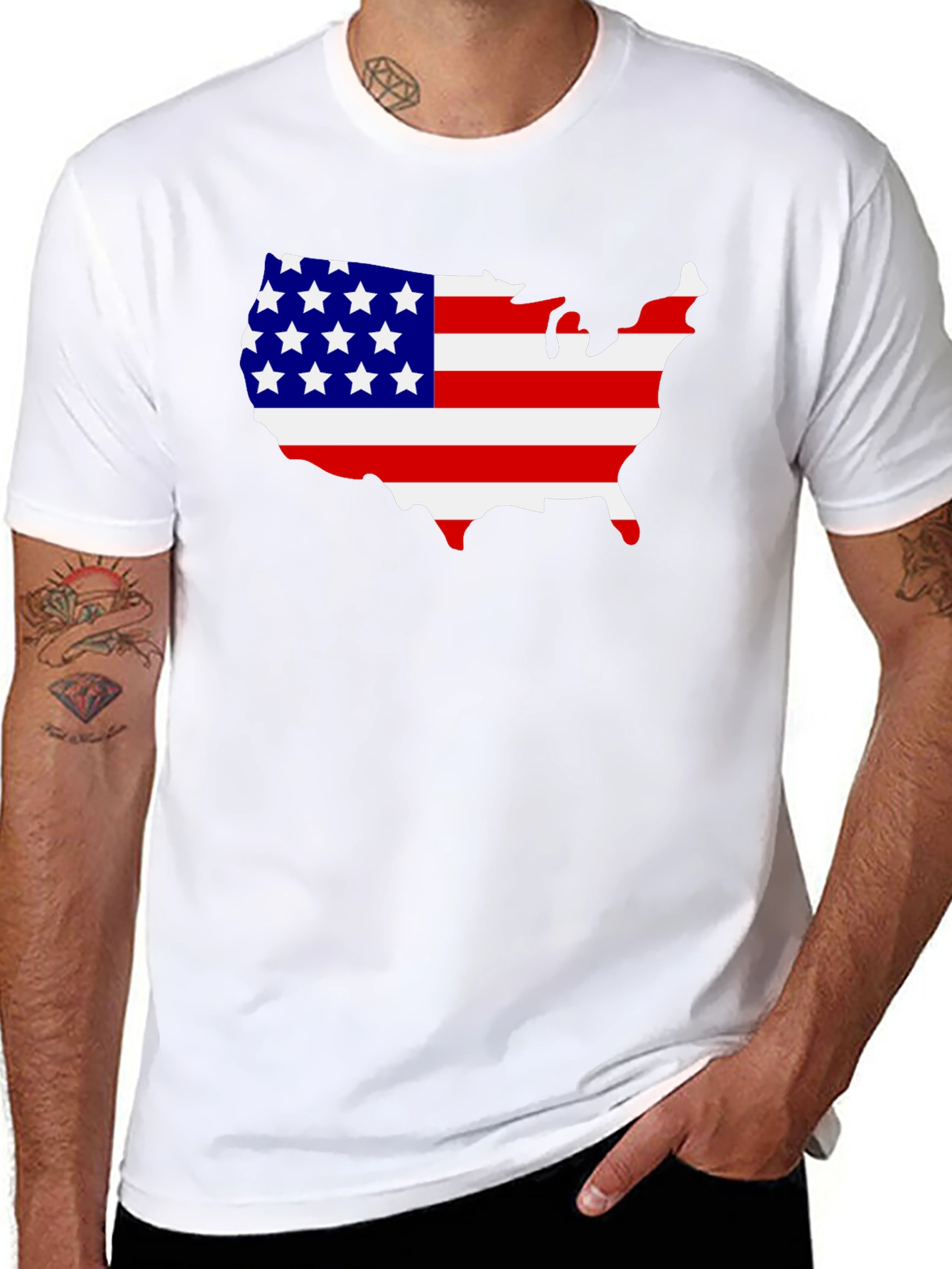 USA Flag Map Graphic T-Shirt - Patriotic Pride