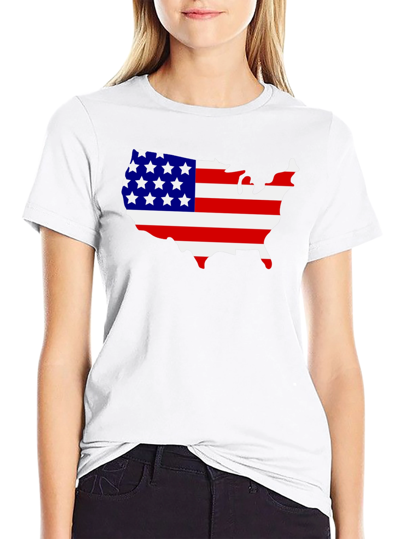 USA Flag Map Graphic T-Shirt - Patriotic Pride