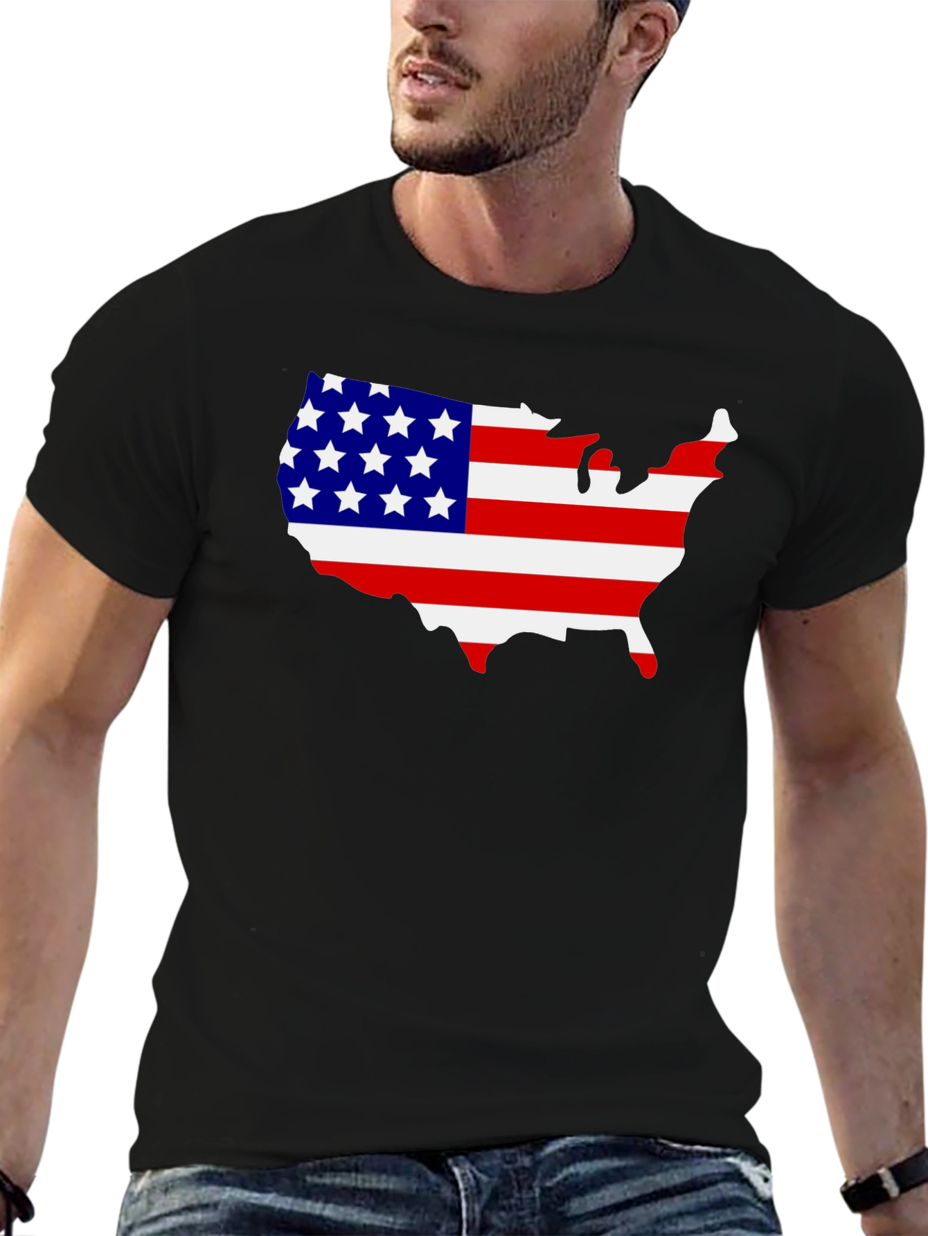 USA Flag Map Graphic T-Shirt - Patriotic Pride