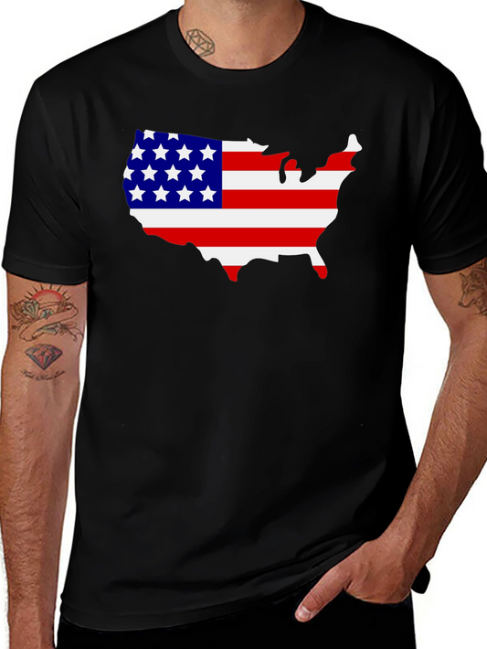 USA Flag Map Graphic T-Shirt - Patriotic Pride