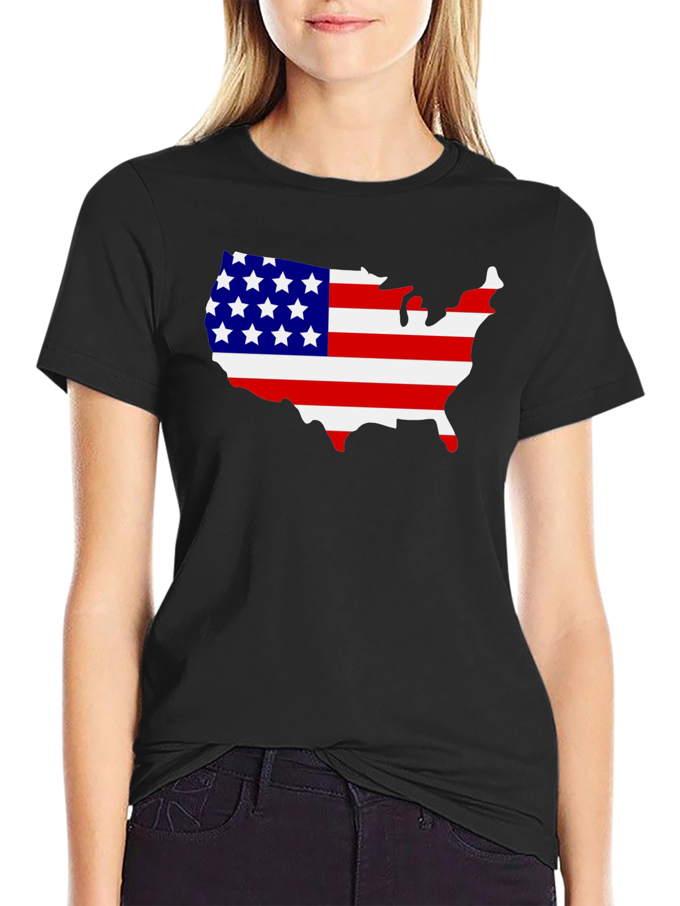 USA Flag Map Graphic T-Shirt - Patriotic Pride