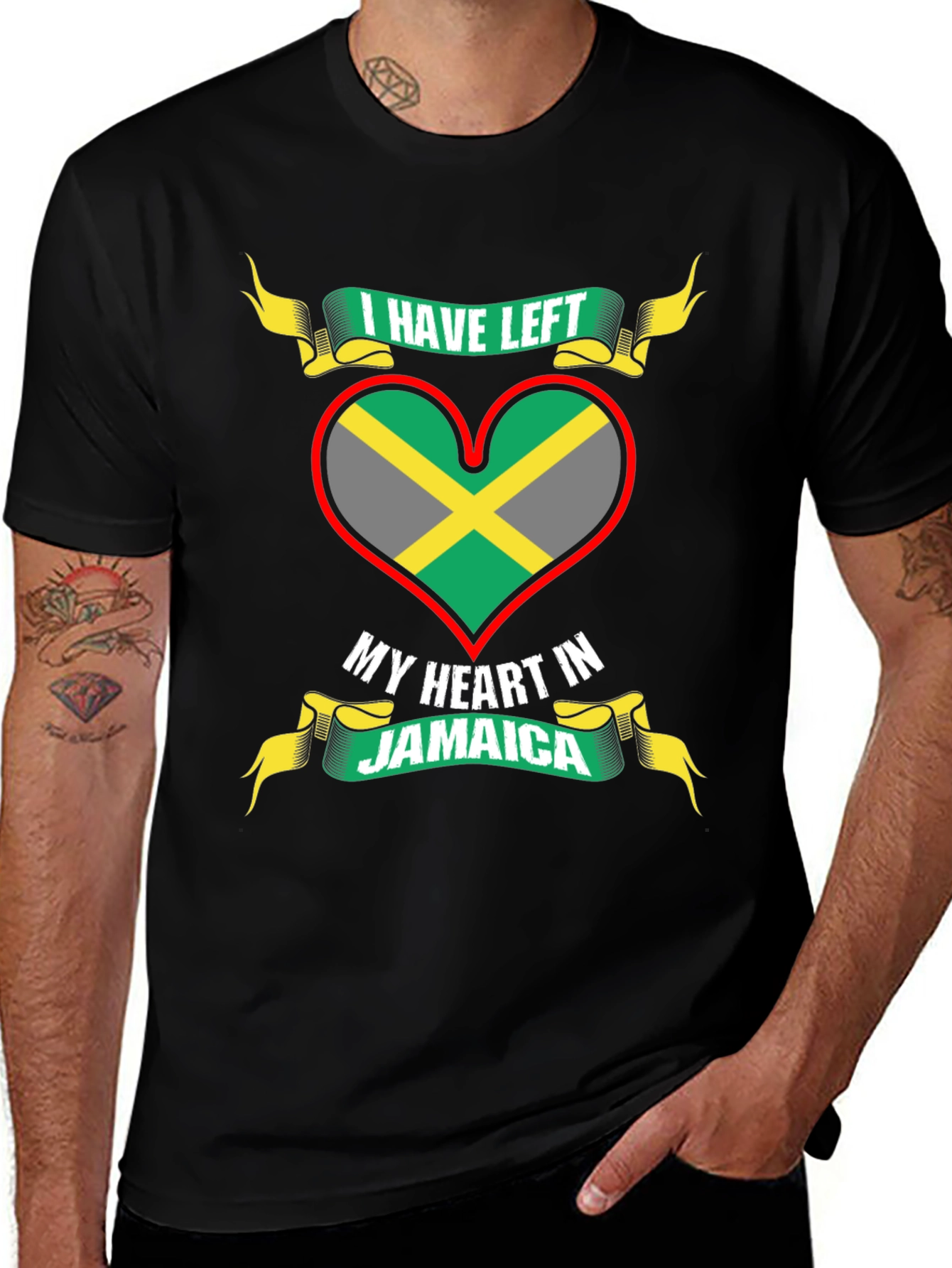 Jamaica Heart Flag Graphic T-Shirt