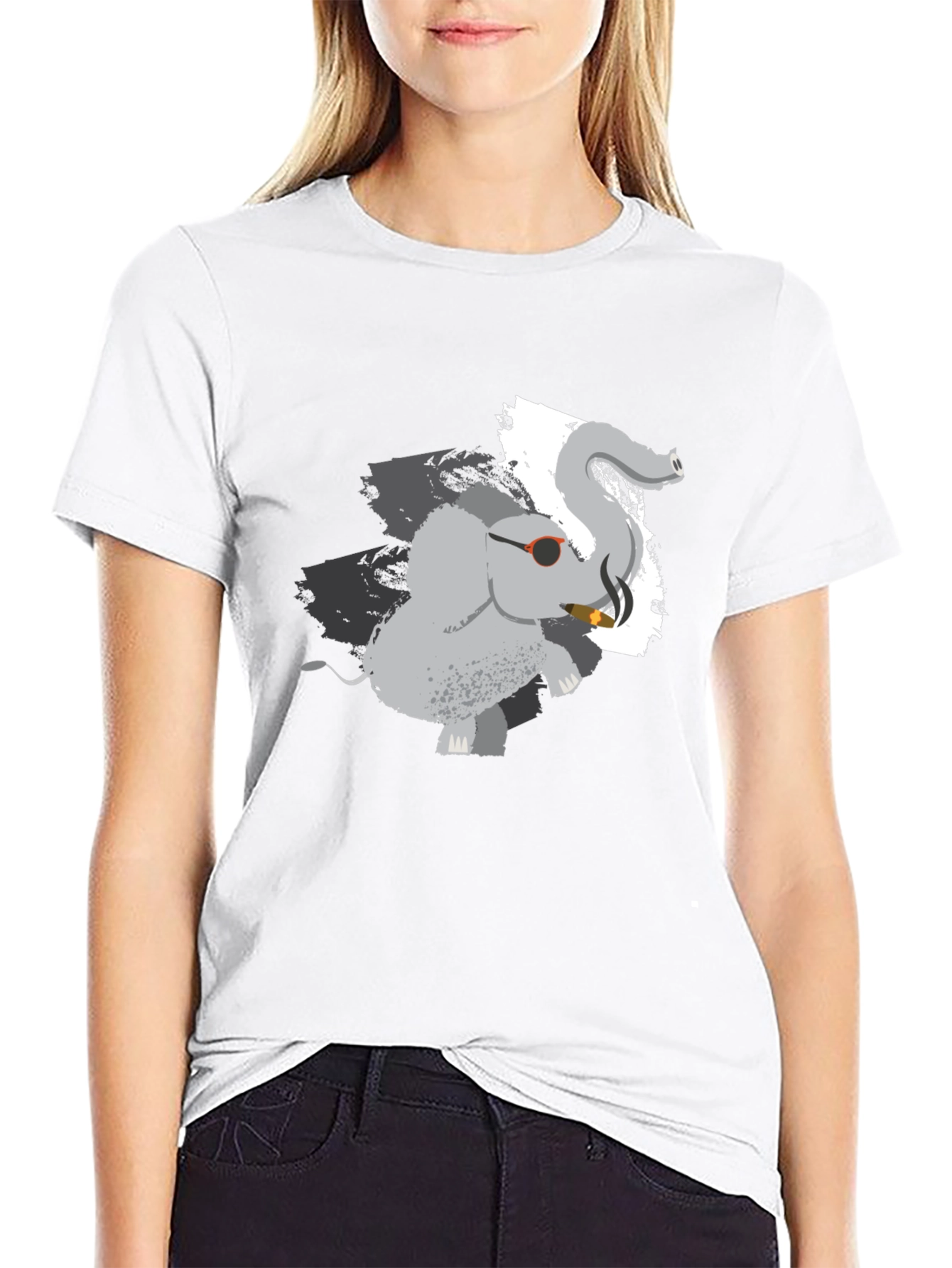 Cool Elephant Graphic Tee - Black