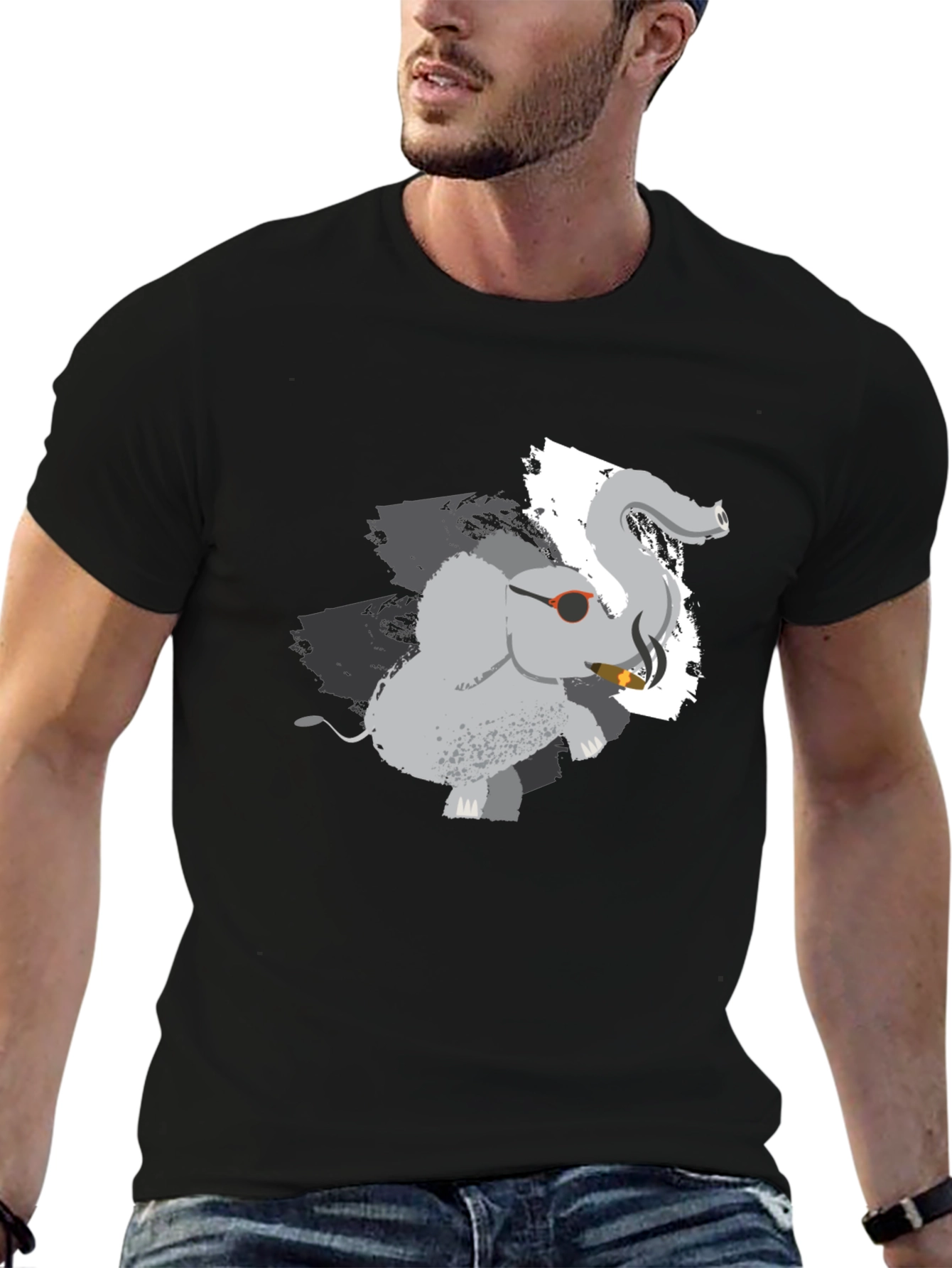 Cool Elephant Graphic Tee - Black