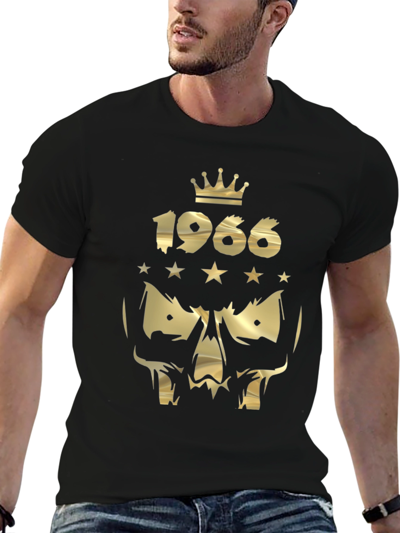 Golden Skull Crown 1966 Graphic Tee - Black