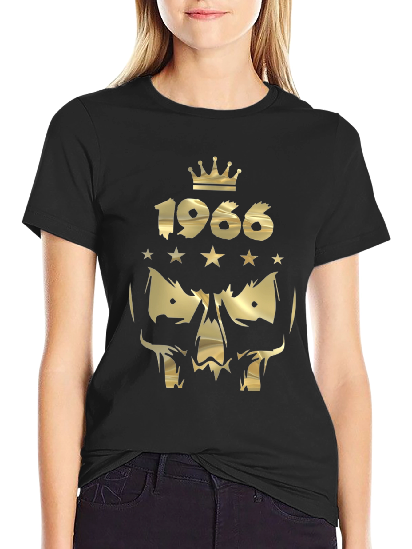 Golden Skull Crown 1966 Graphic Tee - Black