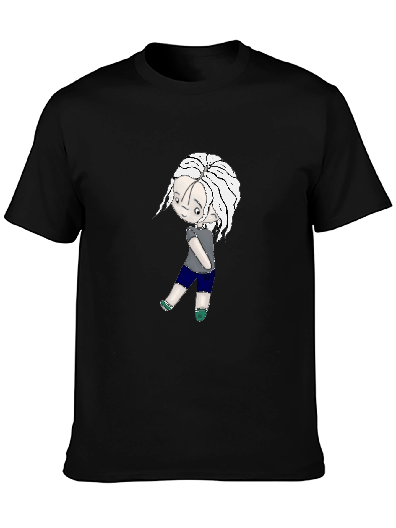 Black T-Shirt with Cartoon Girl Graphic