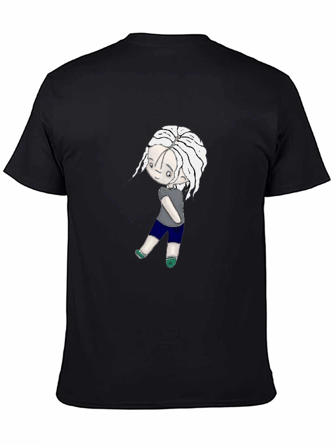 Black T-Shirt with Cartoon Girl Graphic