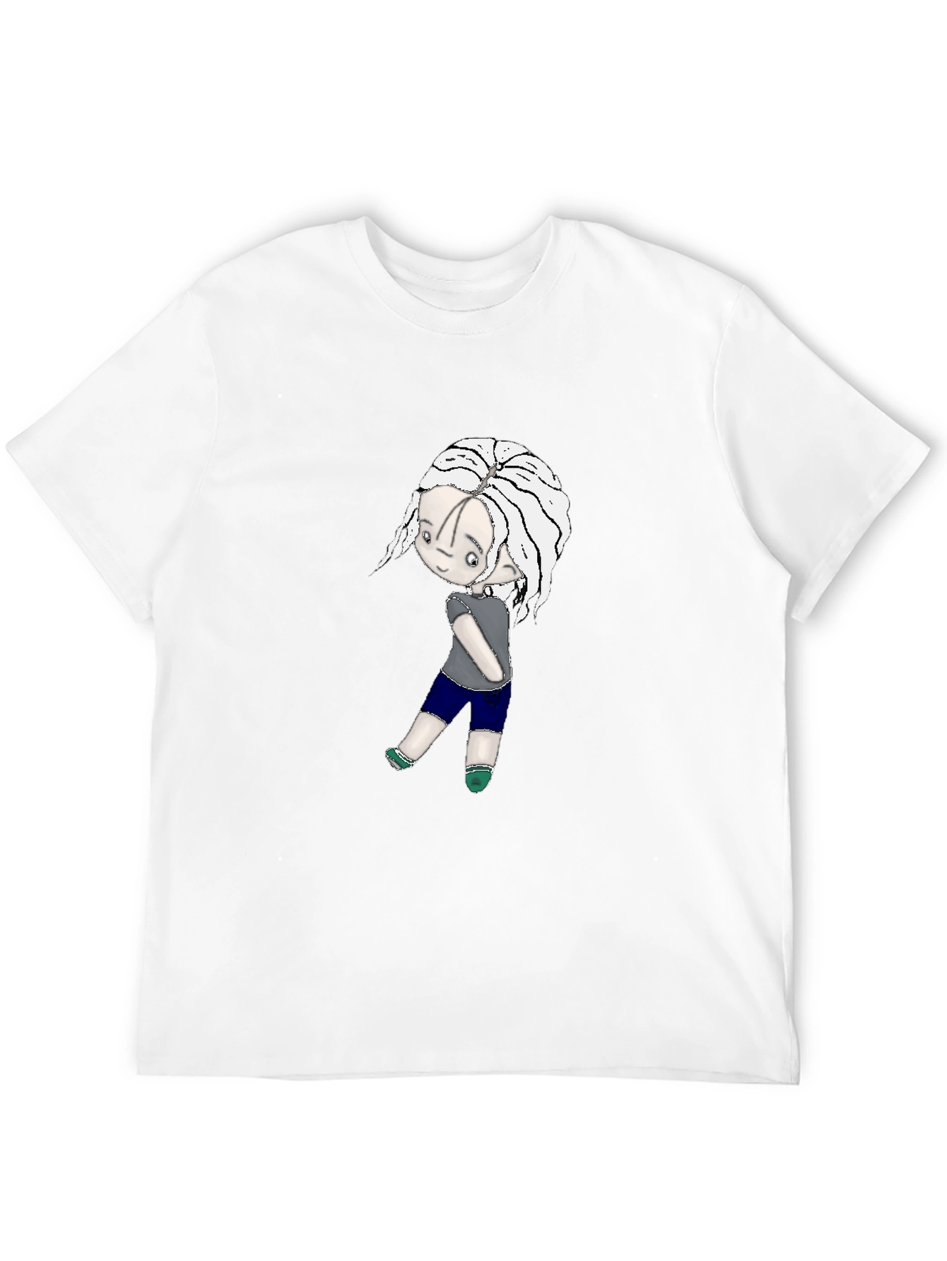 Black T-Shirt with Cartoon Girl Graphic