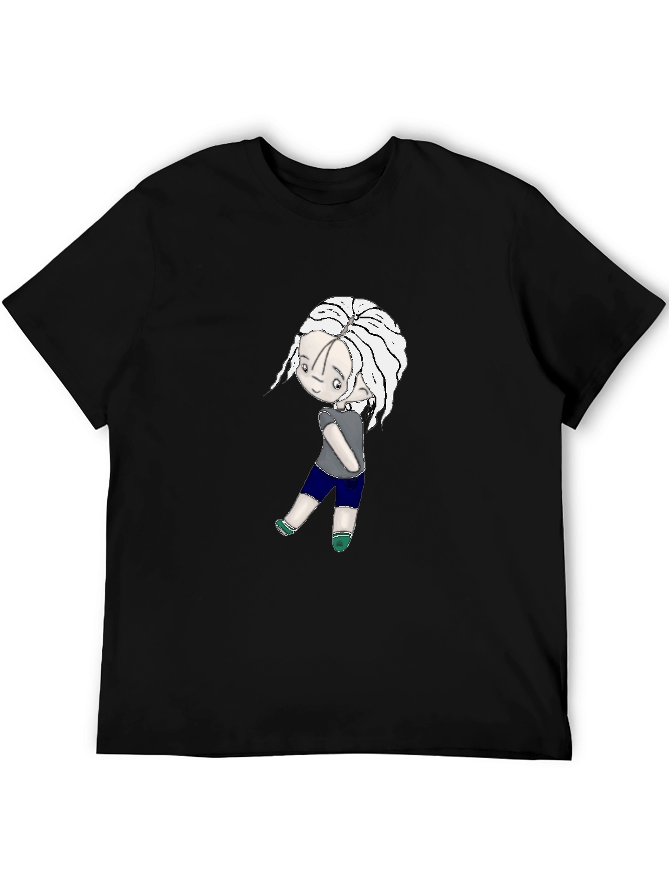 Black T-Shirt with Cartoon Girl Graphic