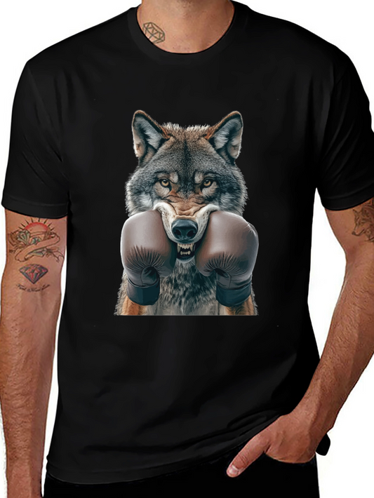 Wolf Boxer Graphic Tee - Fierce Animal Print Shirt