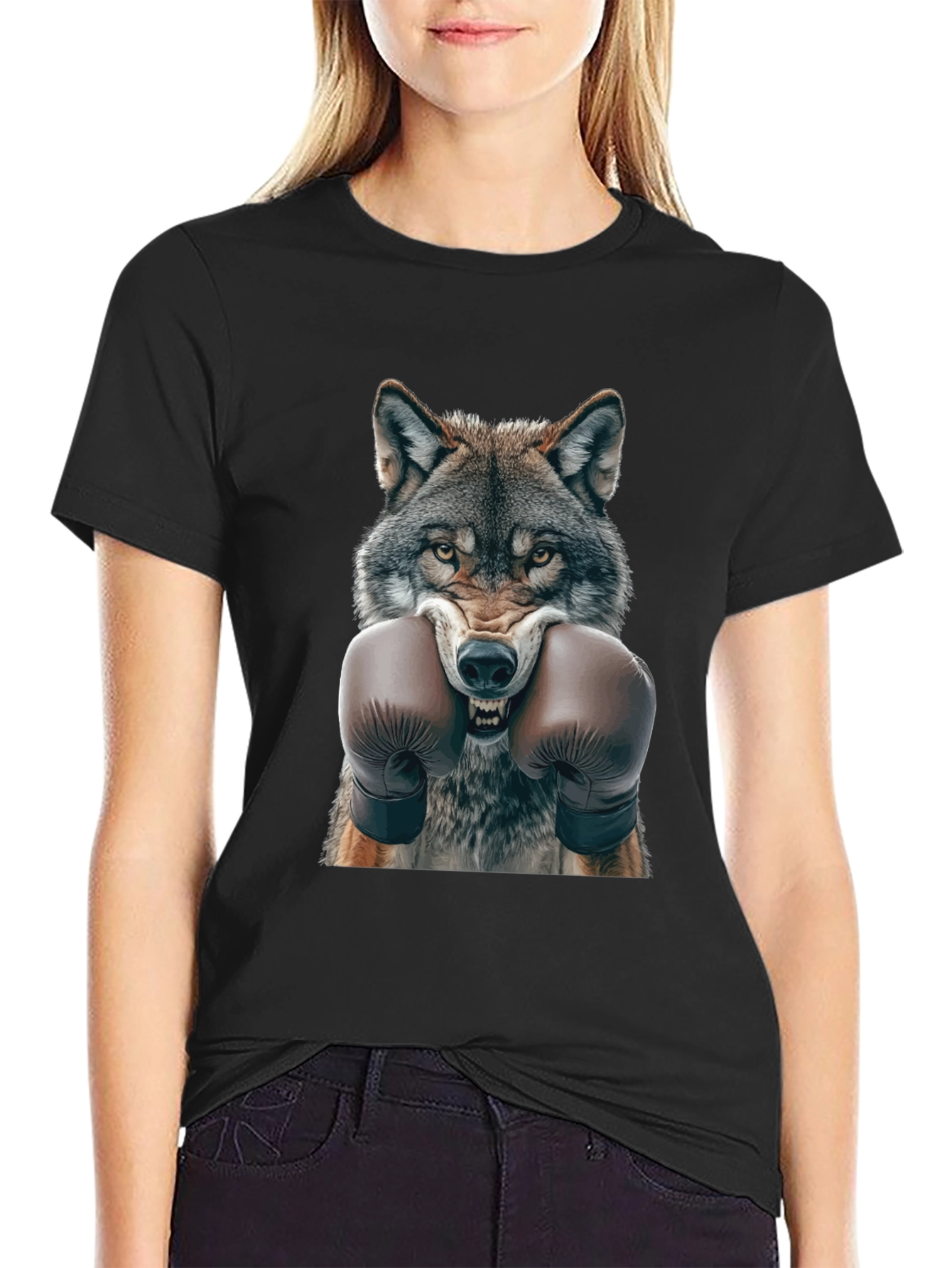 Wolf Boxer Graphic Tee - Fierce Animal Print Shirt