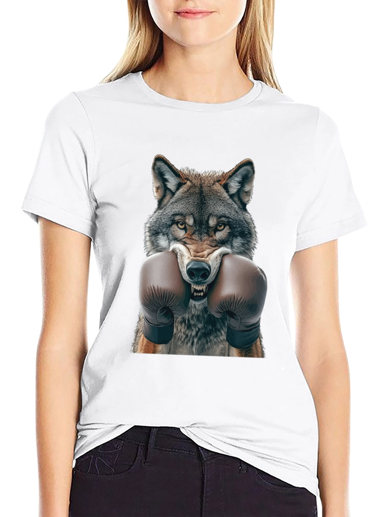 Wolf Boxer Graphic Tee - Fierce Animal Print Shirt