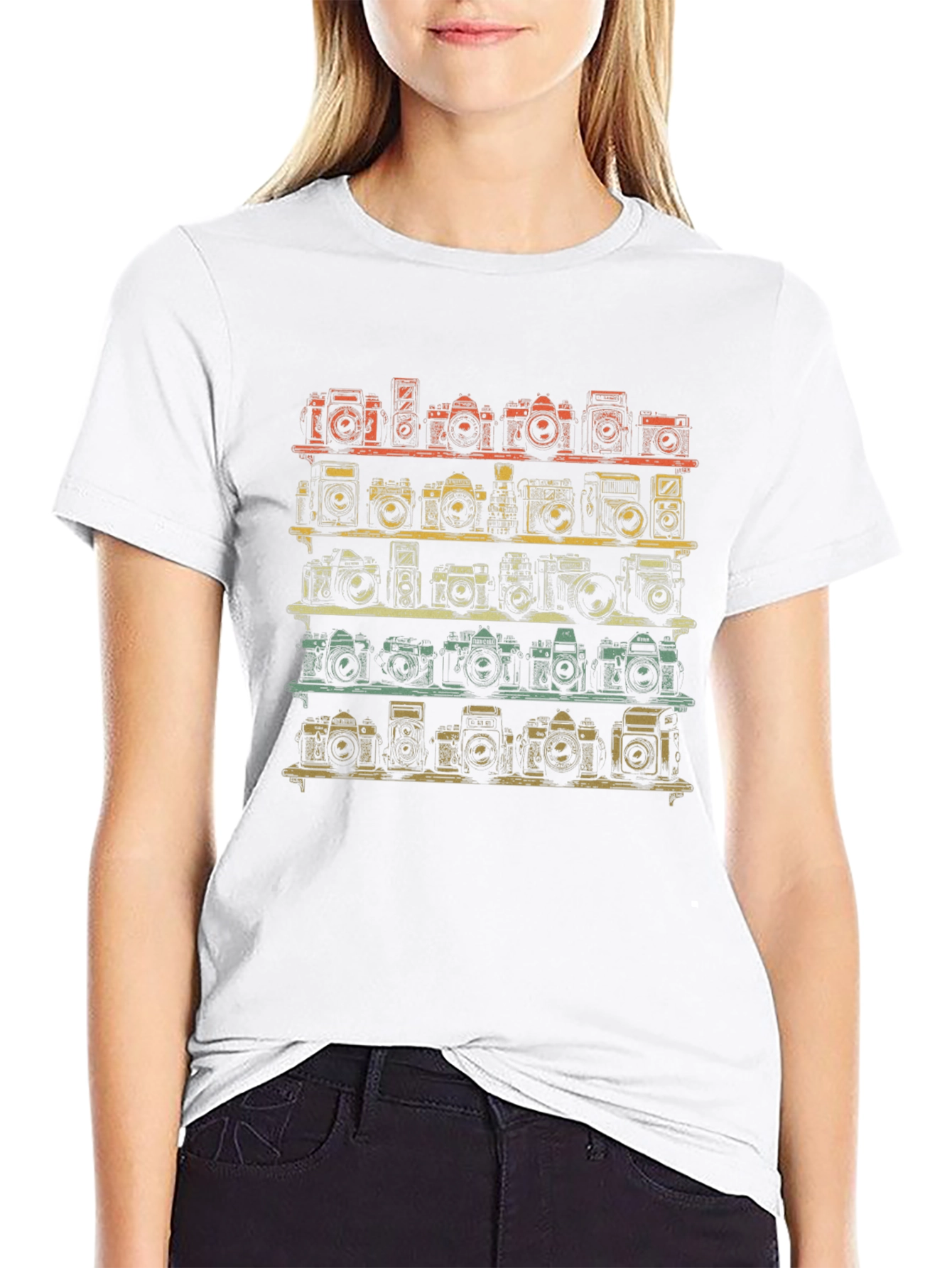 Retro Camera Shelf Graphic T-Shirt