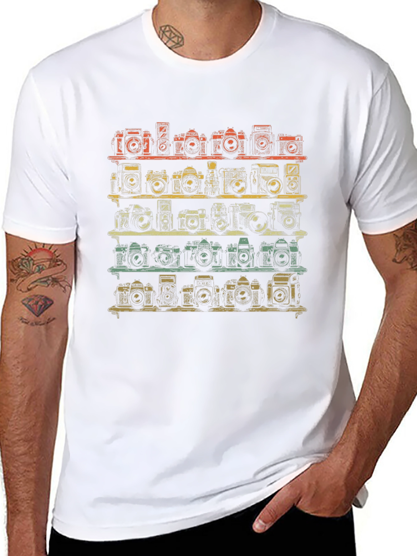 Retro Camera Shelf Graphic T-Shirt