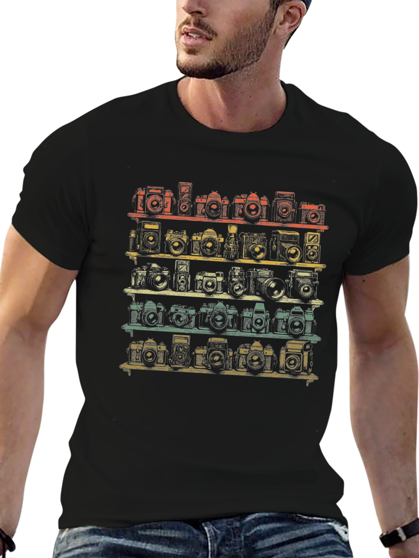 Retro Camera Shelf Graphic T-Shirt
