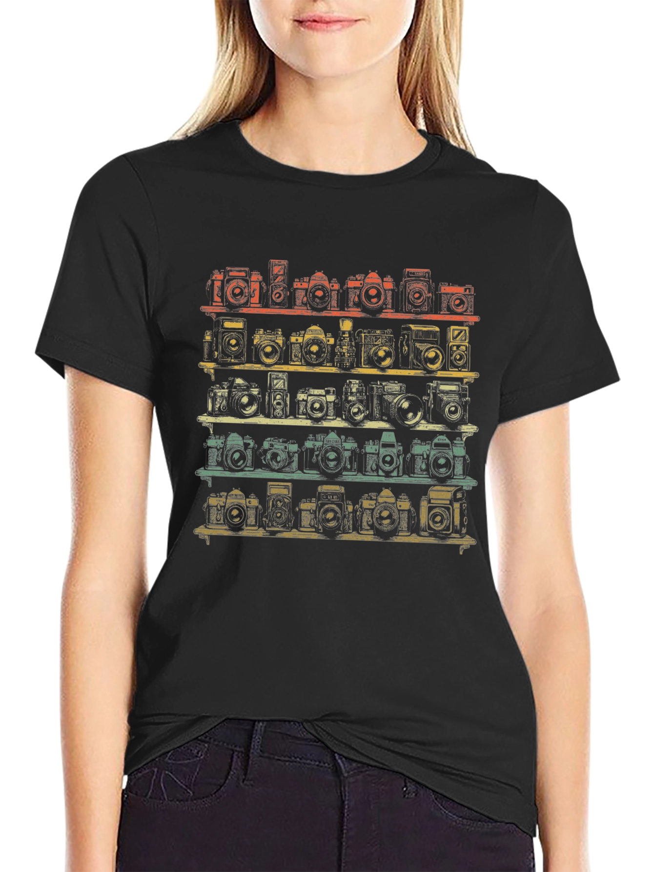 Retro Camera Shelf Graphic T-Shirt
