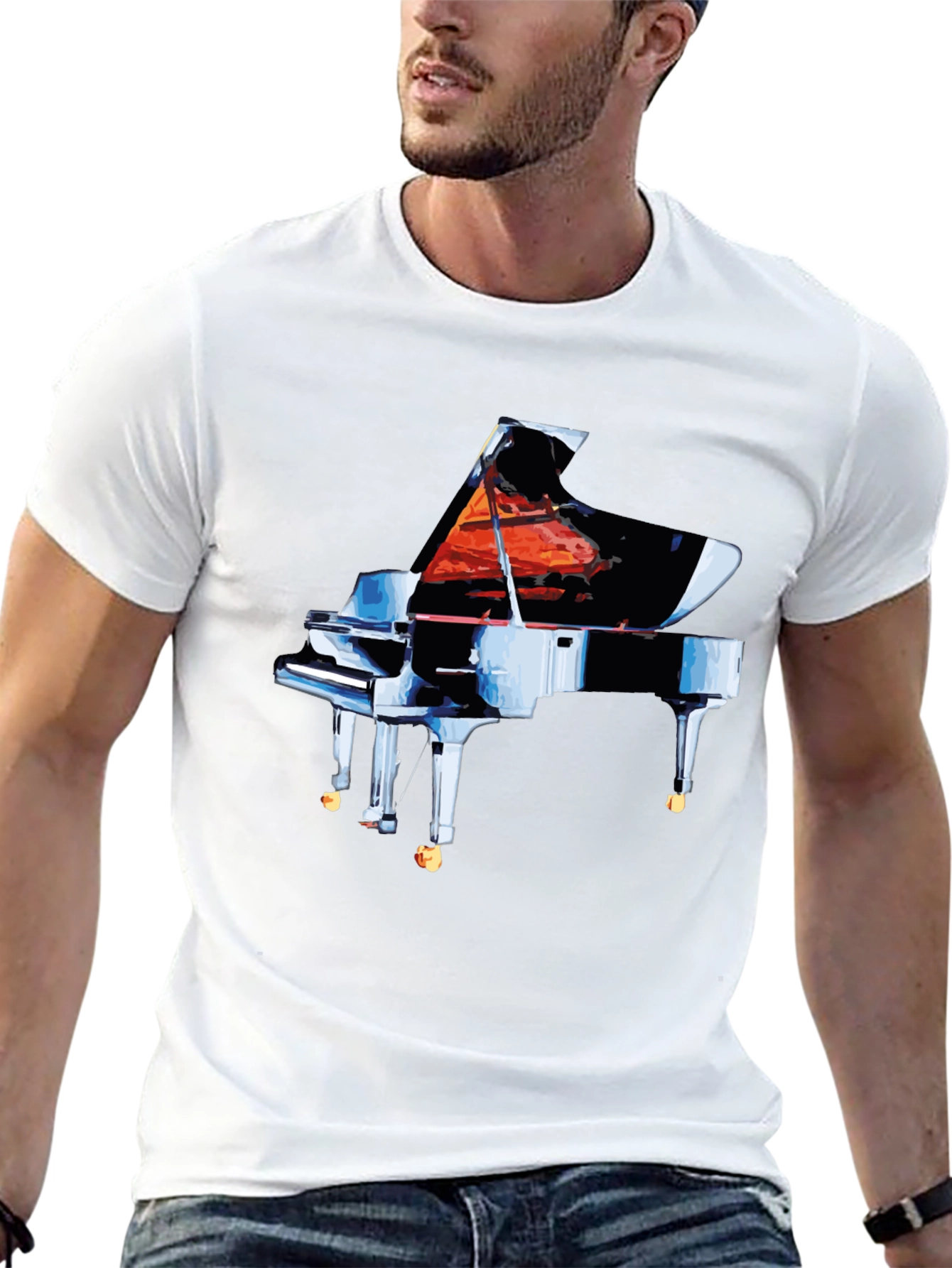 Piano Graphic Tee - Black Cotton Comfort