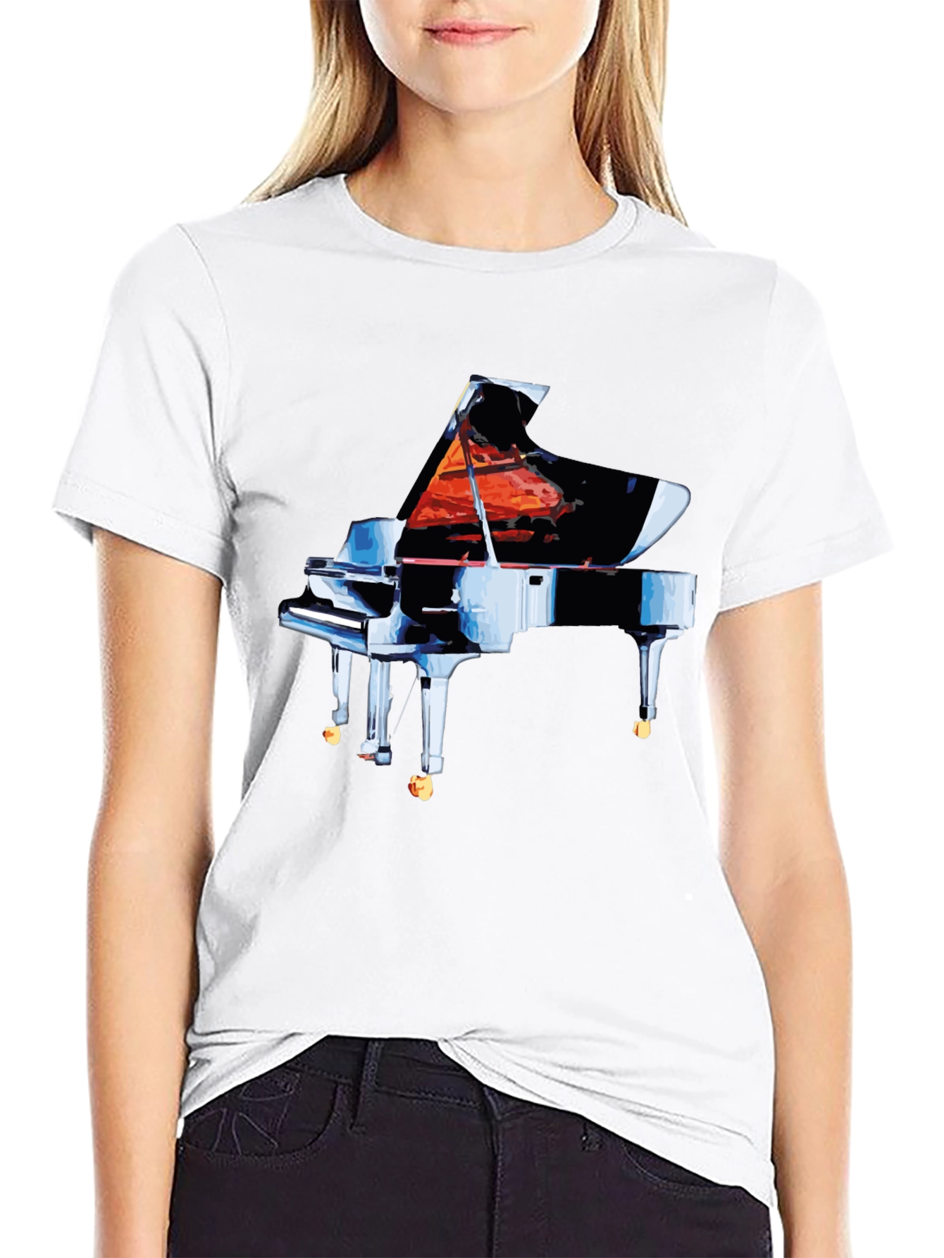 Piano Graphic Tee - Black Cotton Comfort