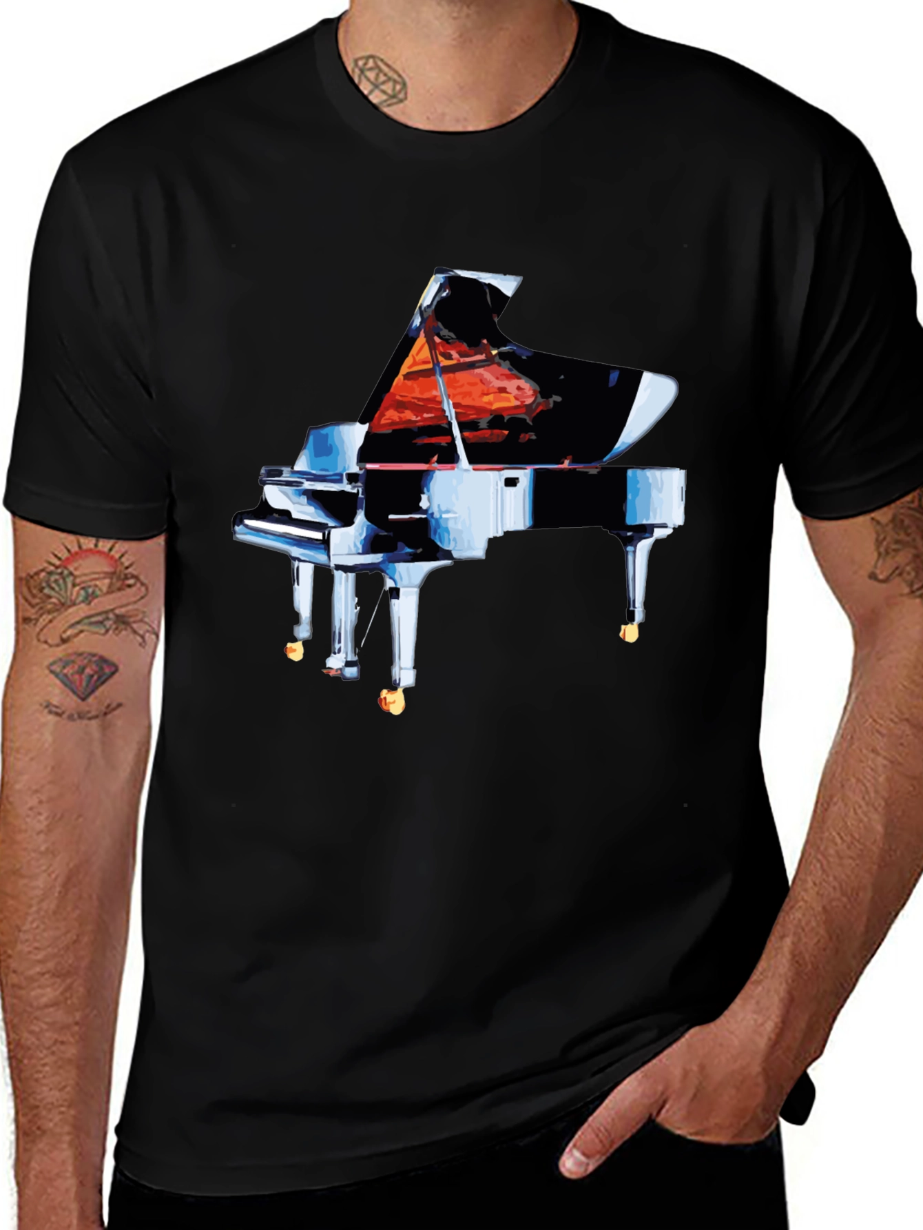 Piano Graphic Tee - Black Cotton Comfort