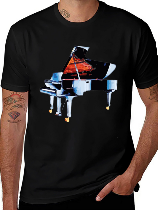 Piano Graphic Tee - Black Cotton Comfort