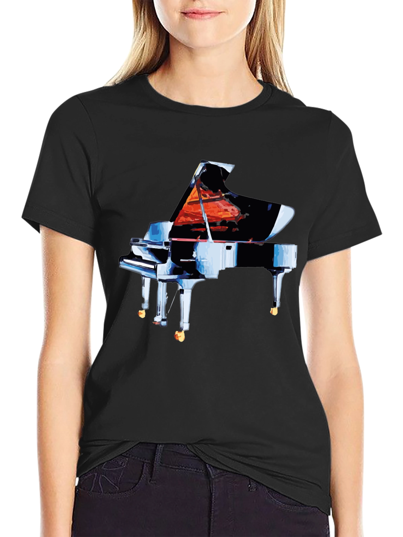Piano Graphic Tee - Black Cotton Comfort