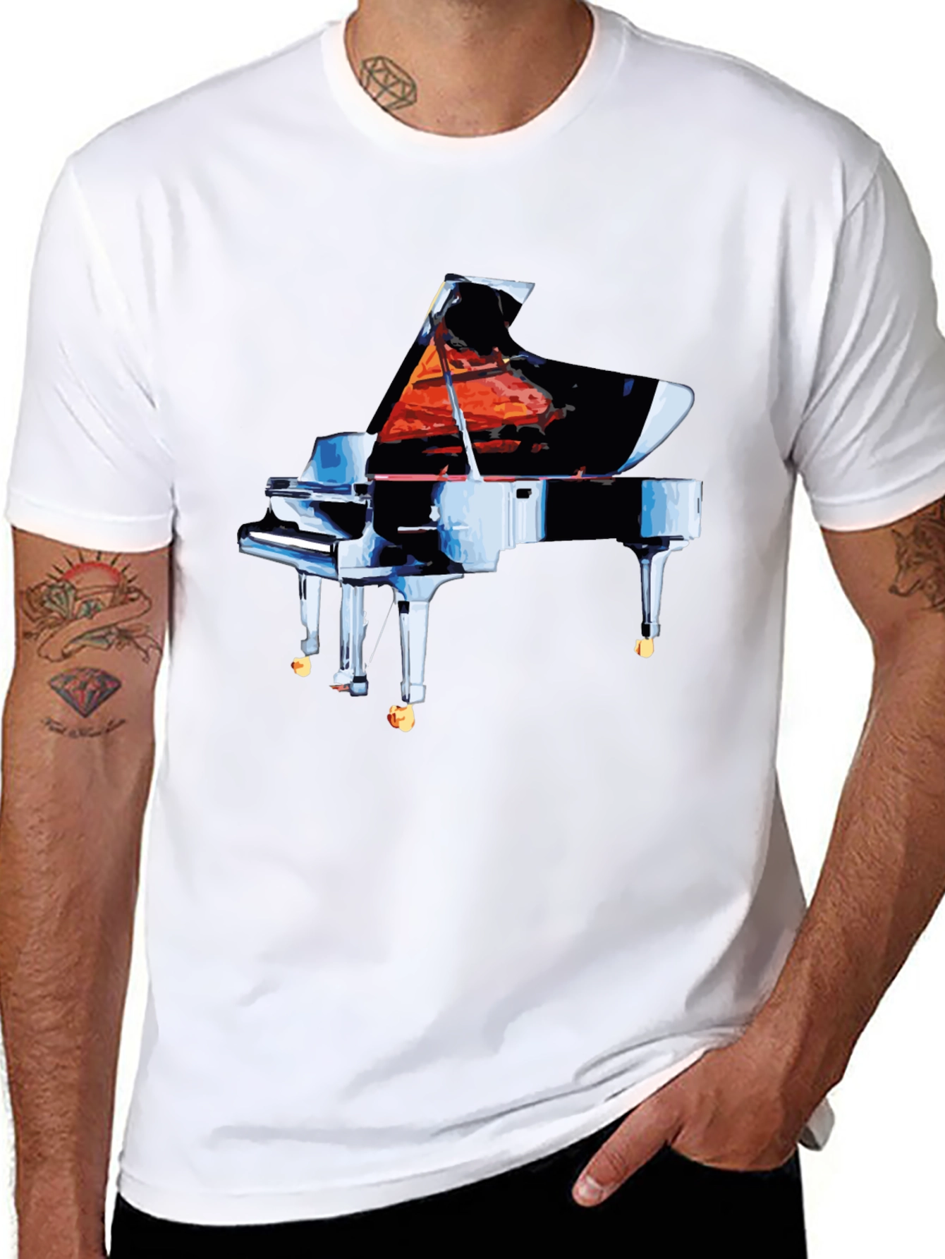 Piano Graphic Tee - Black Cotton Comfort