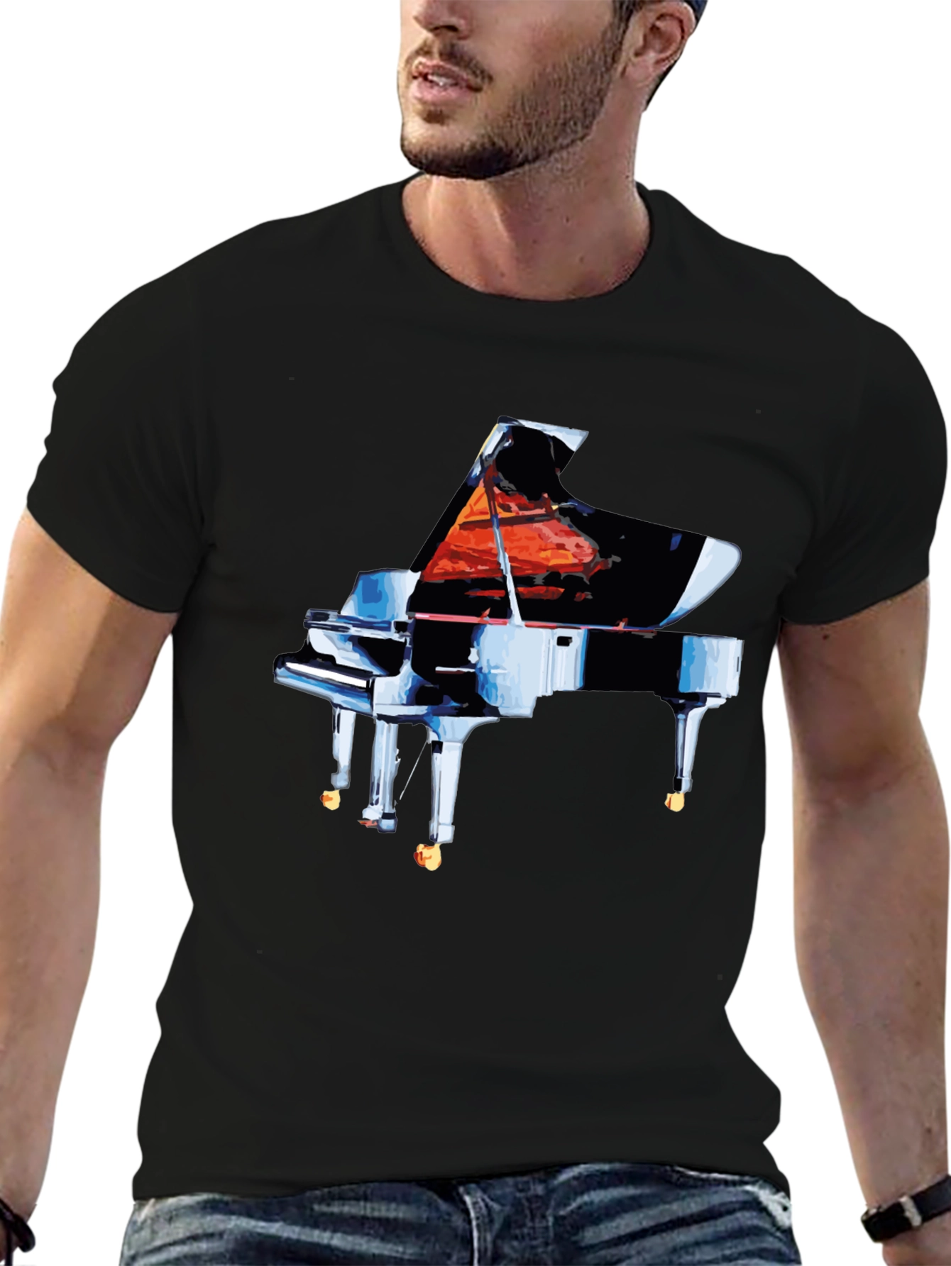 Piano Graphic Tee - Black Cotton Comfort