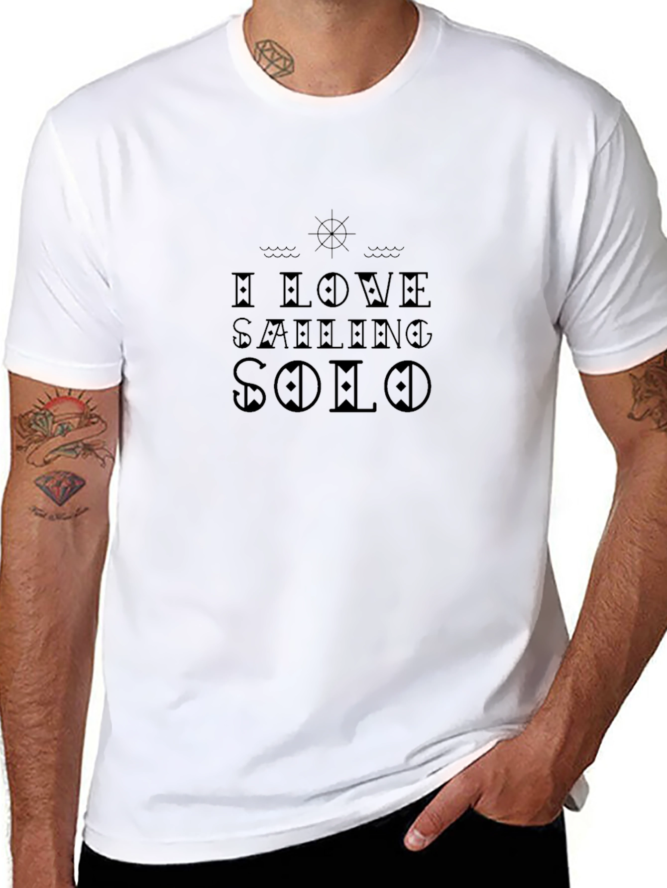 I Love Sailing Solo Black Graphic Tee