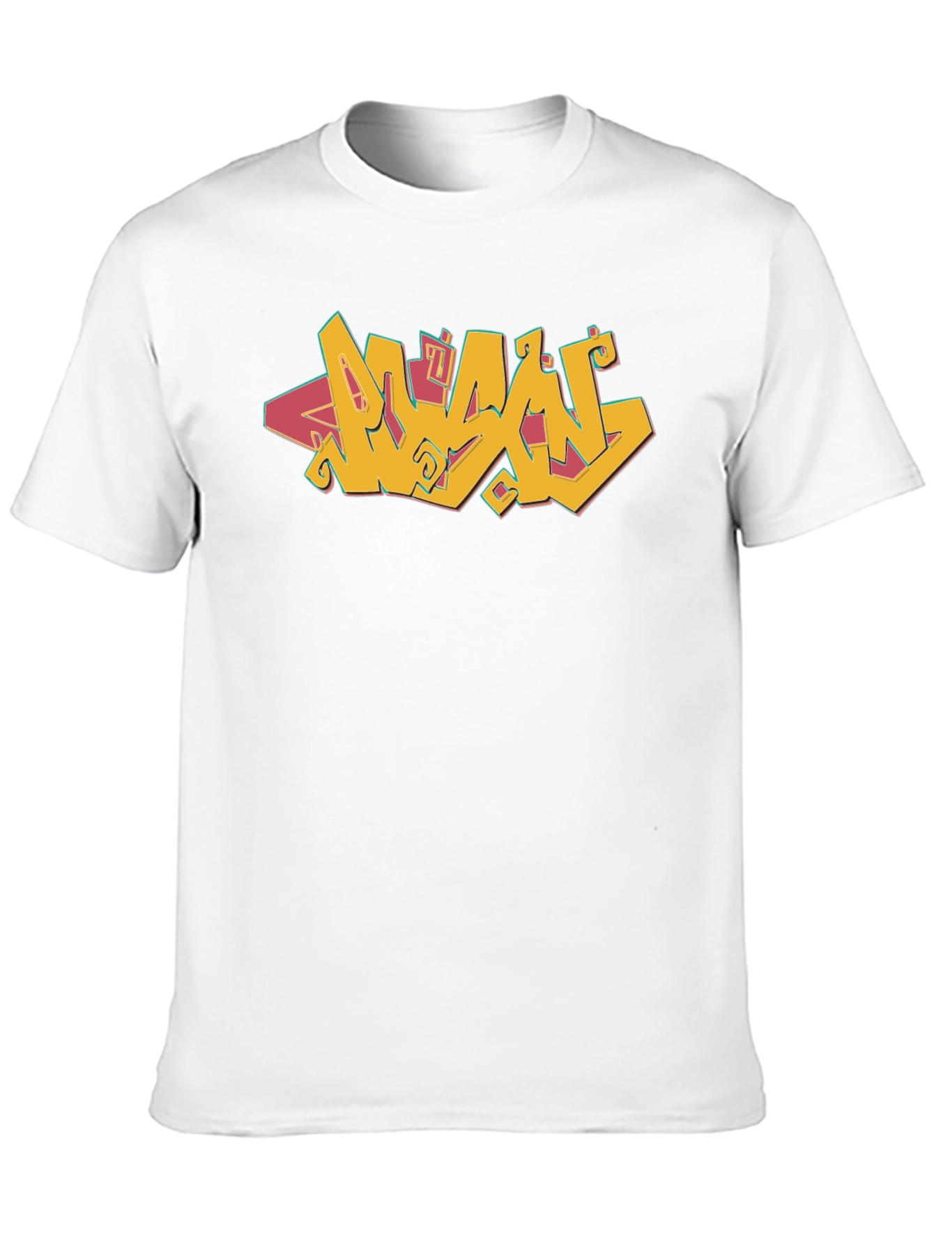 Graffiti Style Graphic Tee - Black Cotton Blend