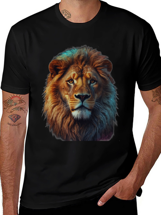 Lion Graphic Print Crew Neck T-Shirt