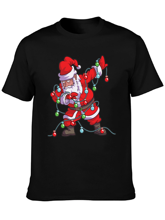 Dabbing Santa Christmas Lights Graphic Tee