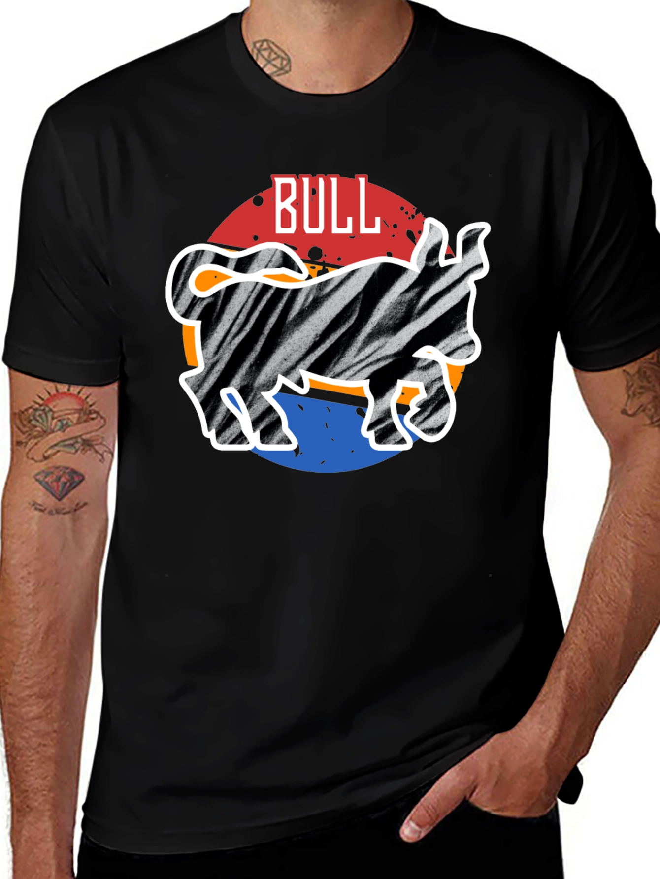 Zebra Bull Graphic Tee - Mens Casual Black T-Shirt